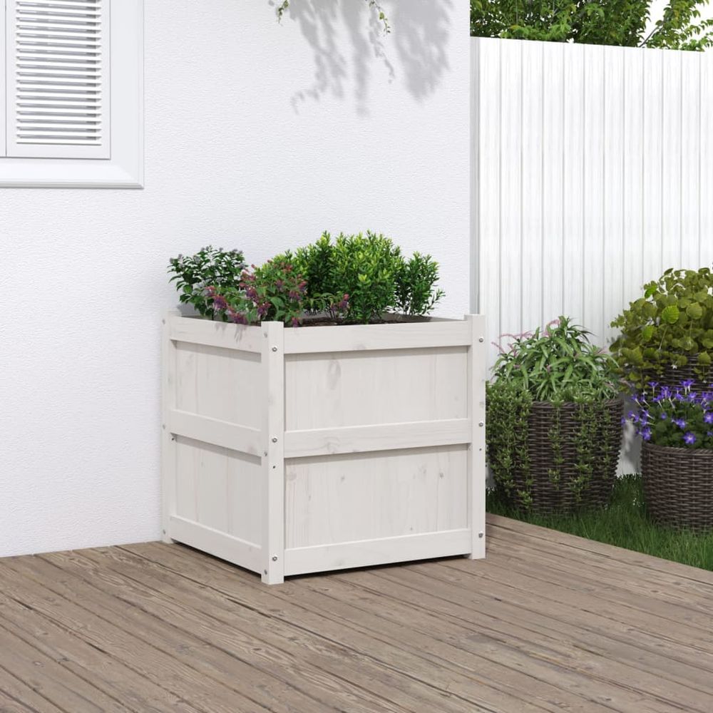 vidaXL Garden Planter White 60x60x60 cm Solid Wood Pine S0671384856