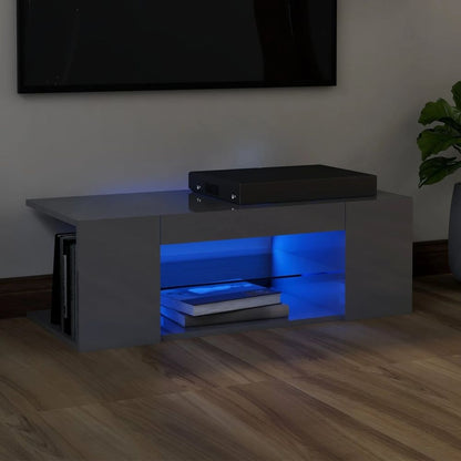 TV Cabinet with LED Lights Smoked Oak 90x39x30 cm V0671190293