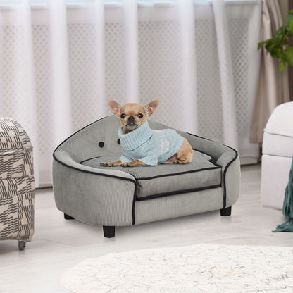 Dog Sofa Bed Pet Chair w/ Sponge Padded Cushion for XS and S Size Dogs - Grey S0671347046