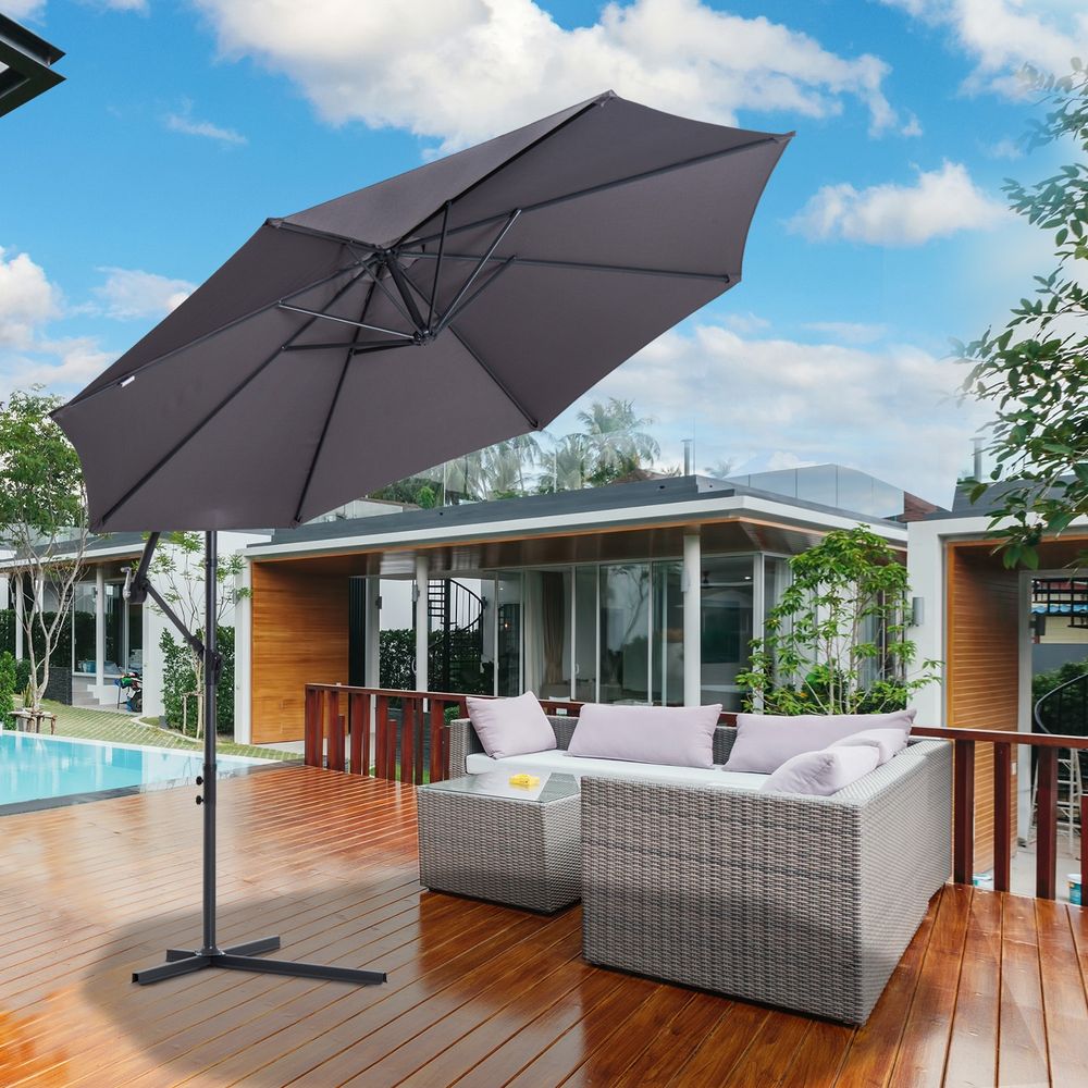 3mt Cantilever Umbrella Garden Banana Parasol Patio Hanging Sun Shade V067942482