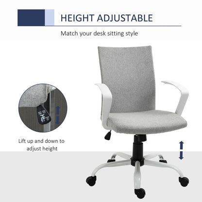 Office Chair Linen Swivel Computer Desk Chair Home Study Task Chair, Light Grey S0671114508