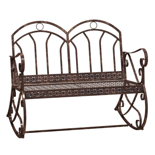 Rocking Chair Swing Bench Loveseat Metal Bronze Garden Outdoor S0671080267