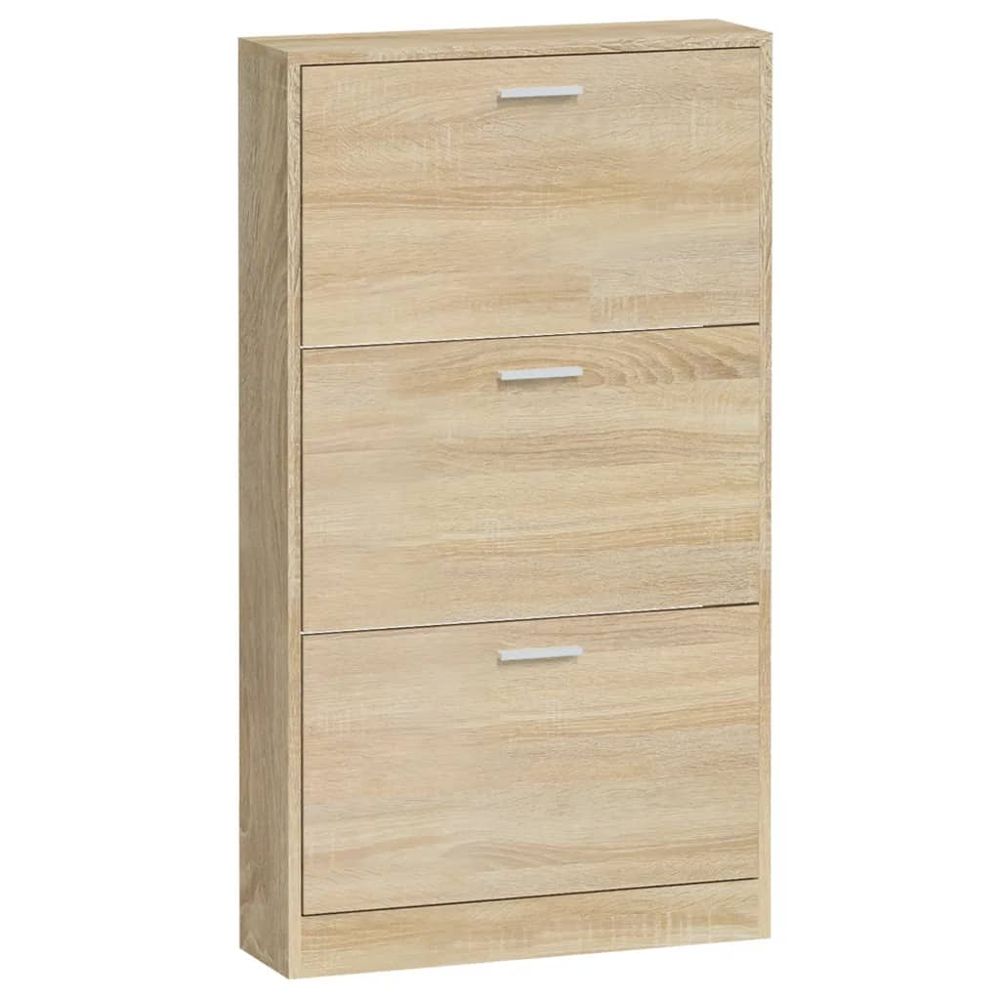 Shoe Cabinet Oak 59x17x108 cm Engineered Wood S0671092958