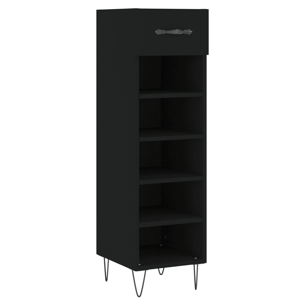 vidaXL Shoe Cabinet Black 30x35x105 cm Engineered Wood S0671259970