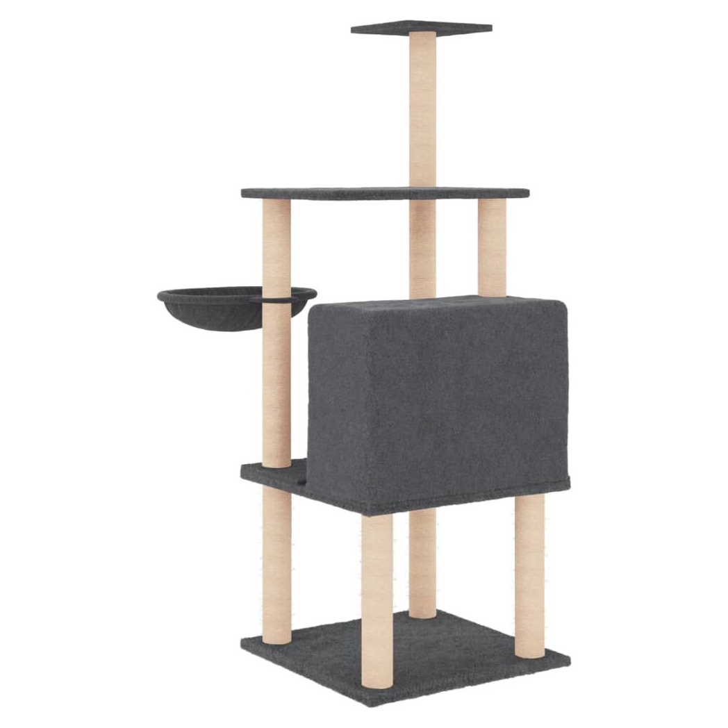 vidaXL Cat Tree with Sisal Scratching Posts Dark Grey 132 cm S0671260677