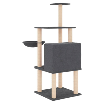 vidaXL Cat Tree with Sisal Scratching Posts Dark Grey 132 cm S0671260677