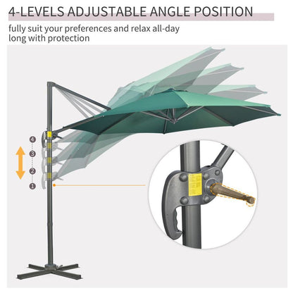 3 x 3(m) Cantilever Parasol Garden Umbrella with Cross Base Green S0671149169