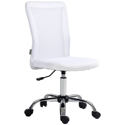 Vinsetto Armless Office Chair with Adjustable Height Mesh Back Wheels White S0671383443