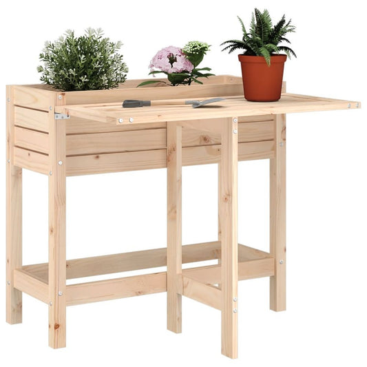 vidaXL Garden Planter with Folding Tabletop Solid Wood Pine S0671395588