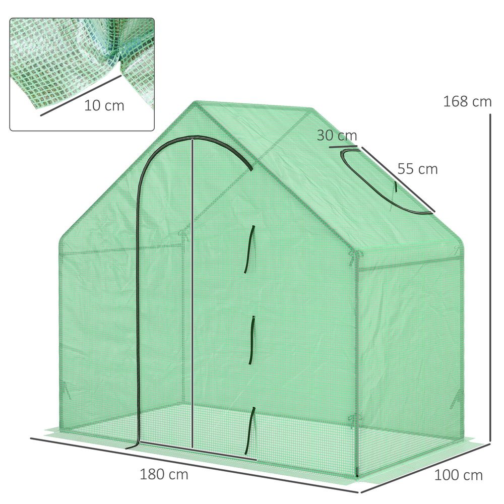 Outsunny Walk-In Portable Greenhouse Mini Grown House Steel Frame Window Green S0671080326