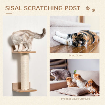 Cat Tree 4PCs Wall-mounted Shelf Set Climbing Tower W/ Hammock Scratching Post S0671070887