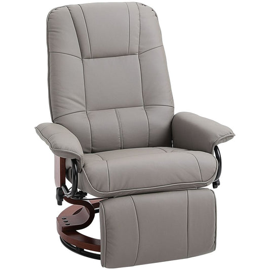 Ergonomic Recliner Sofa Chair PU Leather Armchair Lounger with Footrest, Grey S0671097197