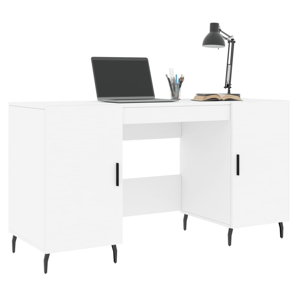 vidaXL Desk White 140x50x75 cm Engineered Wood S0671256724