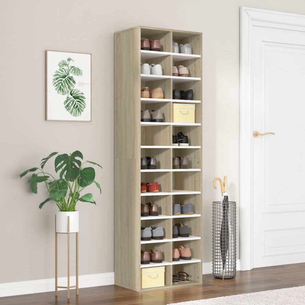 vidaXL Shoe Cabinet Sonoma Oak 54x34x183 cm Engineered Wood S0671177844