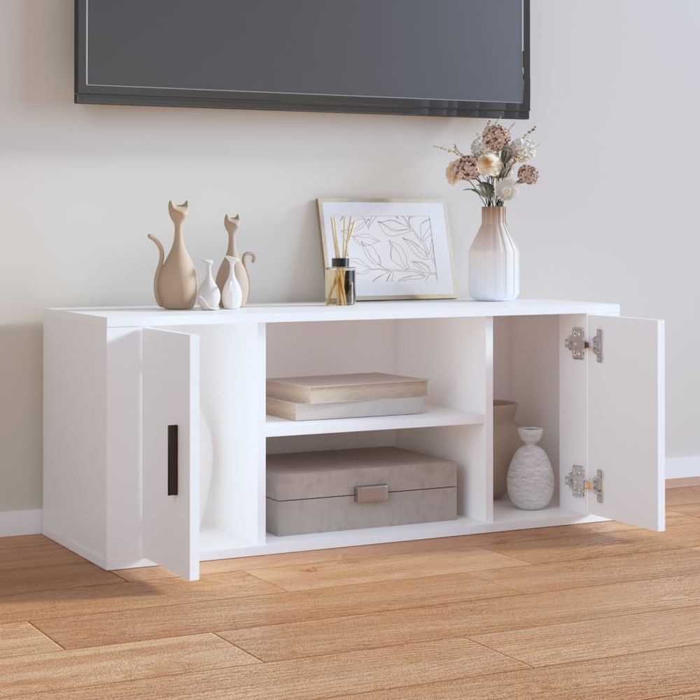 vidaXL TV Cabinet White 100x35x40 cm Engineered Wood V0671394620