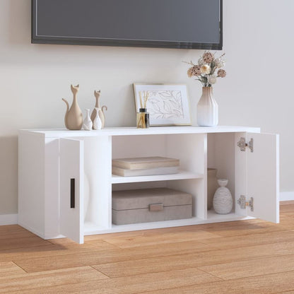 vidaXL TV Cabinet White 100x35x40 cm Engineered Wood V0671394620