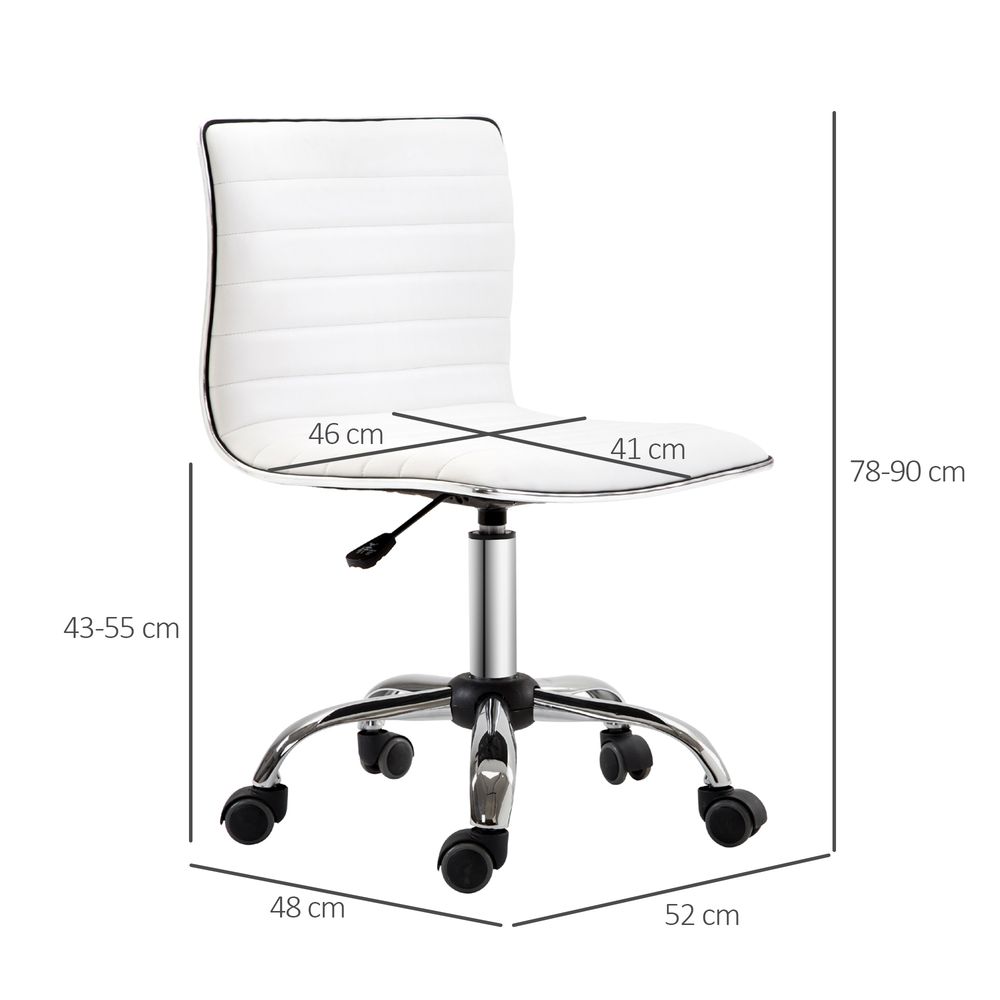 Armless Mid-Back Adjustable Office Chair 360 Swivel Ergonomic White HOMCOM S0671080460