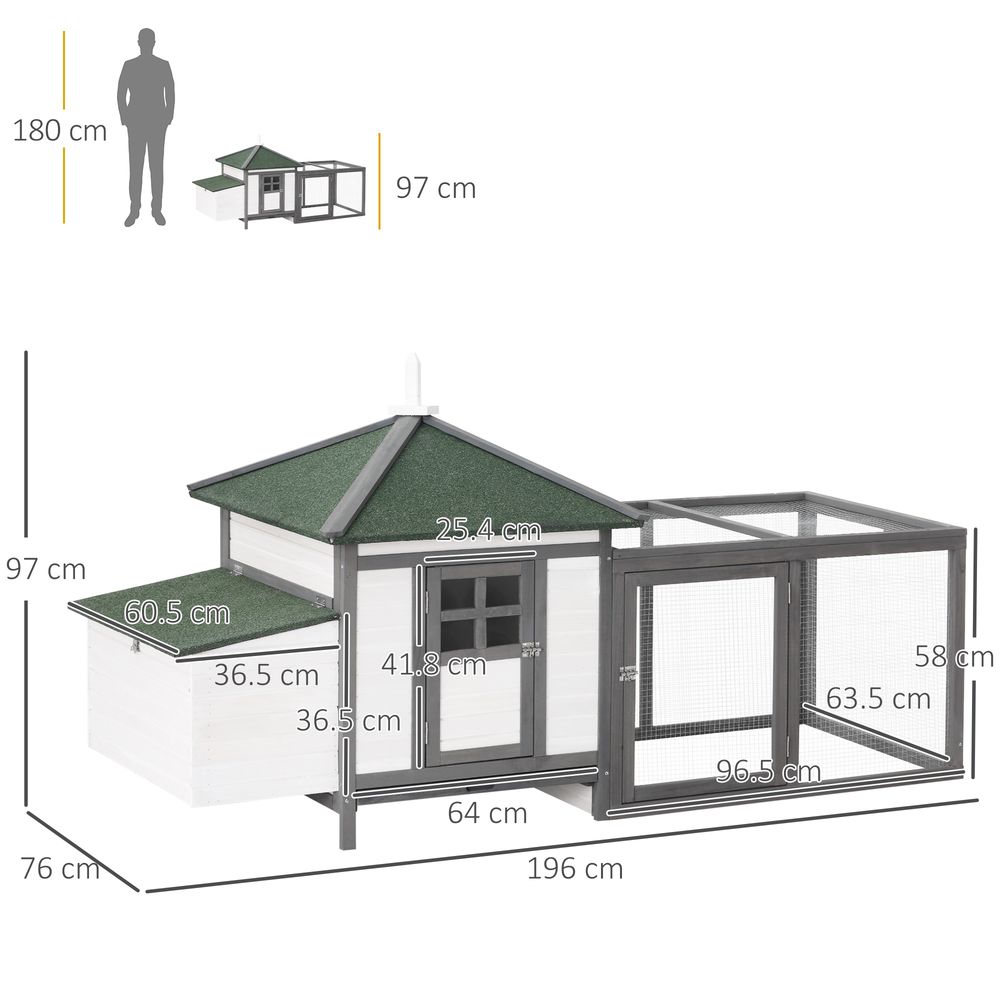 Chicken Coop Small Animal Pet Cage w/ Nesting Box Outdoor Run Backyard Wooden S0671071152