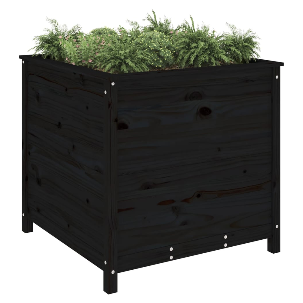 vidaXL Garden Planter Black 82.5x82.5x78 cm Solid Wood Pine S0671357717