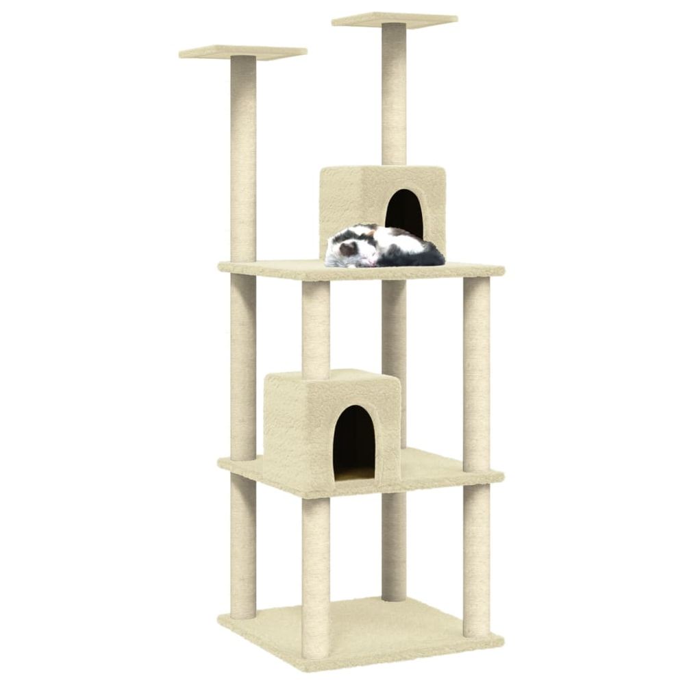 vidaXL Cat Tree with Sisal Scratching Posts Cream 141 cm V0671020919