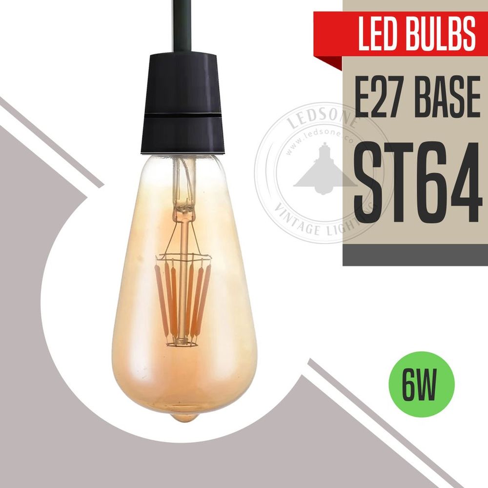 5Pack E27 LED Edison Dimmable Vintage Amber Glass Warm white 2700K Light Bulb, S0671114256