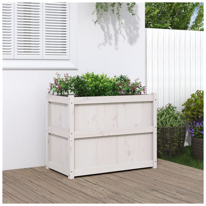 vidaXL Garden Planter White 90x50x70 cm Solid Wood Pine S0671381123