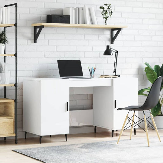 vidaXL Desk High Gloss White 140x50x75 cm Engineered Wood S0671257034