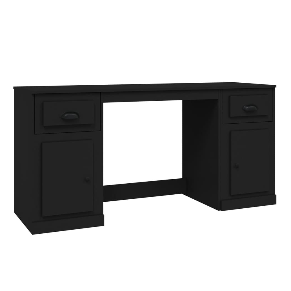 vidaXL Desk with Cabinet Black Engineered Wood V0671198236