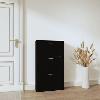 Shoe Cabinet Black 59x17x108 cm Engineered Wood S0671093790