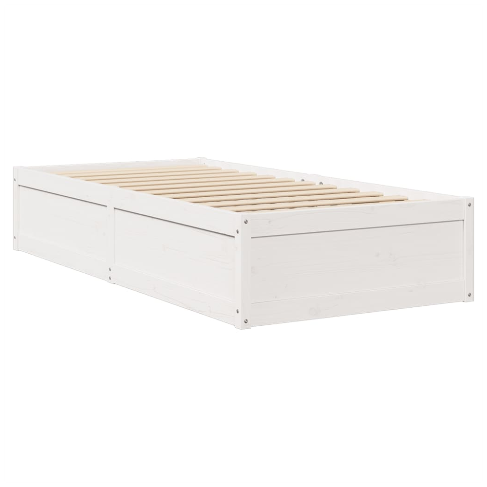 vidaXL Bed with Mattress White 100x200 cm Solid Wood Pine S0671489370