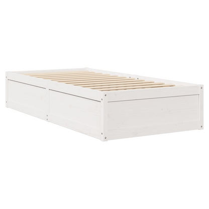 vidaXL Bed with Mattress White 100x200 cm Solid Wood Pine S0671489370