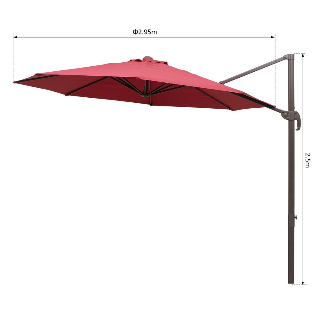 3m Cantilever Aluminium Frame Outdoor Garden Parasol V067942176