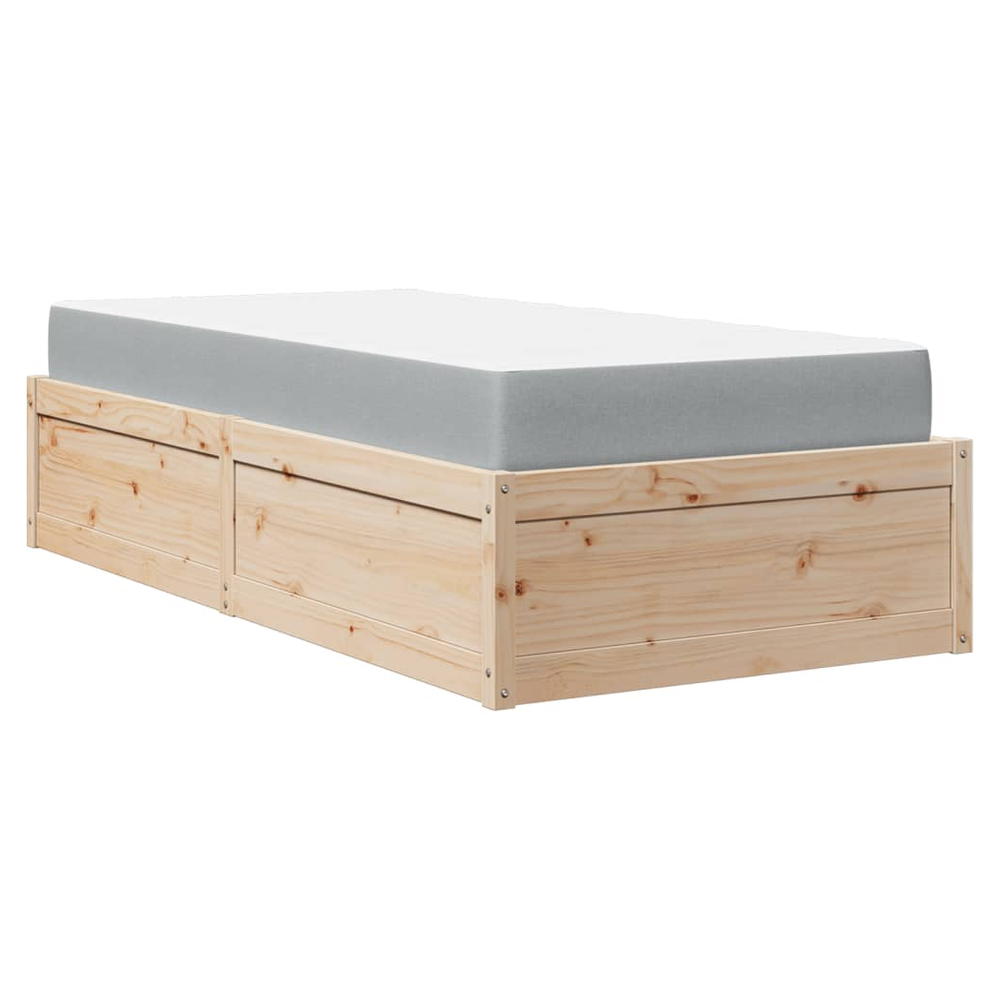 vidaXL Bed with Mattress 90x190 cm Single Solid Wood Pine S0671489493