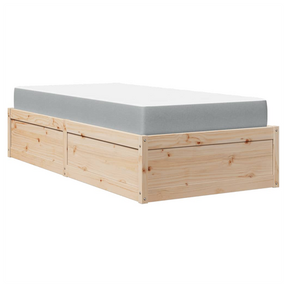 vidaXL Bed with Mattress 90x190 cm Single Solid Wood Pine S0671489493