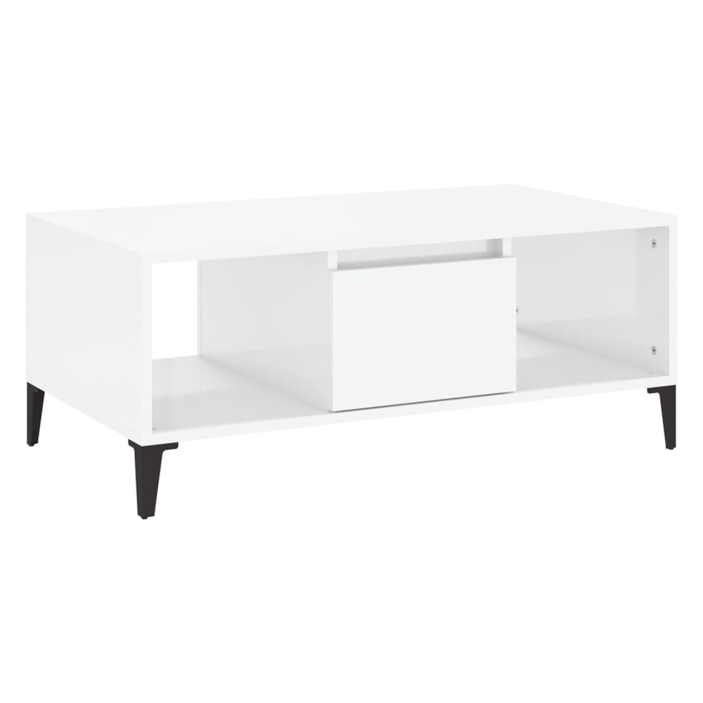 vidaXL Coffee Table High Gloss White 90x50x36.5 cm Engineered Wood S0671105438