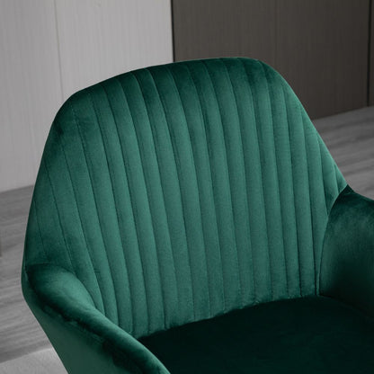 Modern Accent Chair Velvet-Feel Upholstered Lounge Armchair Metal Base Green S0671347044