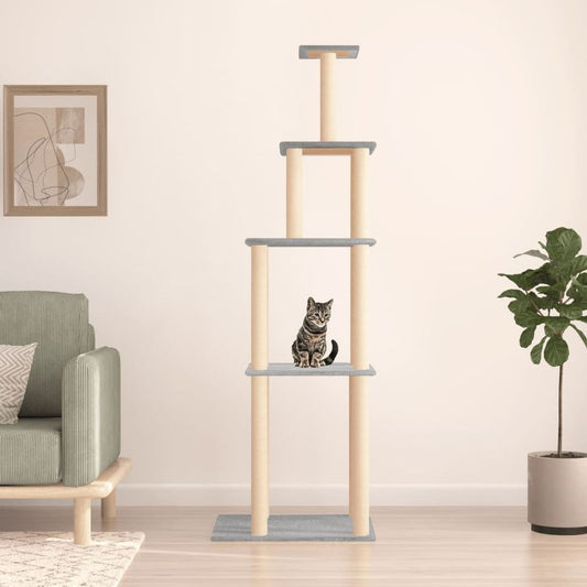 vidaXL Cat Tree with Sisal Scratching Posts Light Grey 183 cm S0671260819