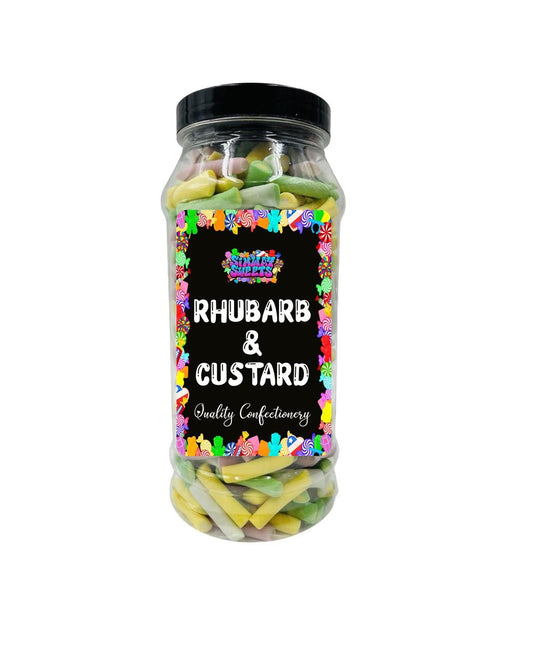 Rhubarb & Custard Flavour Tubes Retro Sweets Gift Jar