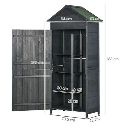 Outsunny Wooden Garden Shed Outdoor Shelves Utility Tool Storage Cabinet Grey S0671132955