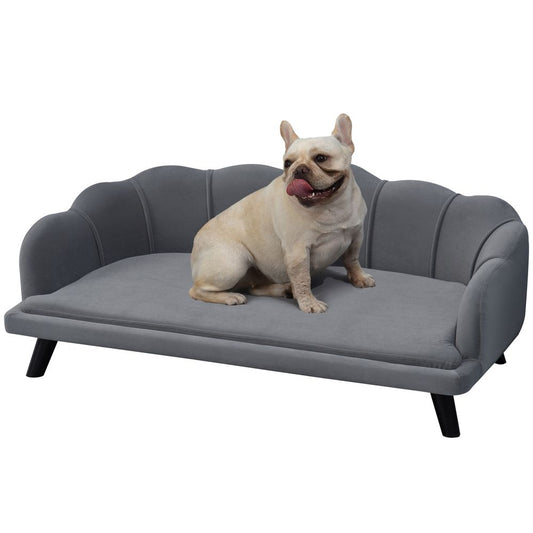 PawHut Dog Sofa, Pet Couch Bed for Medium, Large Dogs w/ Legs, Cushion - Grey S0671114634