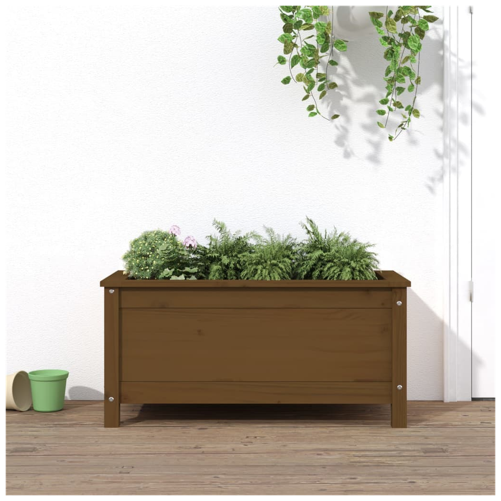 Garden Planter Honey Brown 82.5x40x39 cm Solid Wood Pine S0671358063