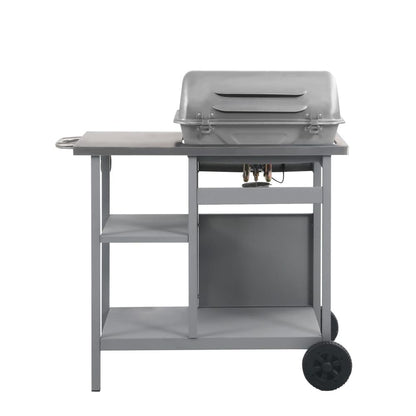 Gas BBQ Grill with 3-layer Side Table Black and Silver S069811674