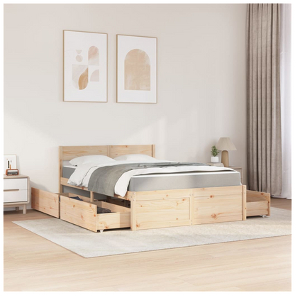 vidaXL Bed with Drawers and Mattress 120x200 cm Solid Wood Pine S0671489434