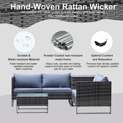 4-Piece PE Rattan Outdoor Garden Furniture Set Mixed Grey S067941886