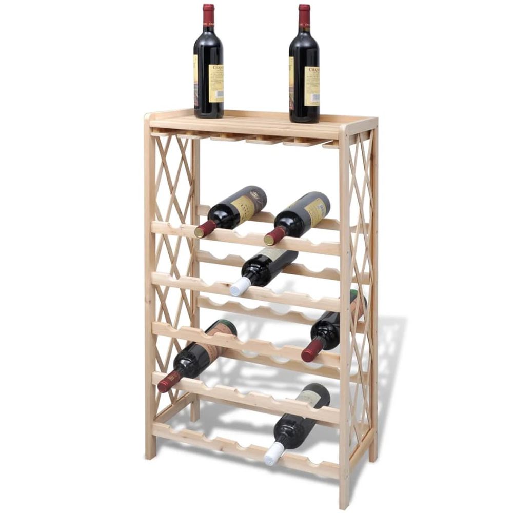 Wine Rack for 25 Bottles Solid Fir Wood S069790514