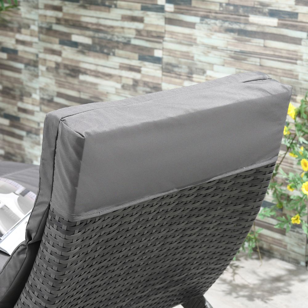 Garden Patio Rattan Wicker Folding Sun Lounger Cushion Grey S0671072382