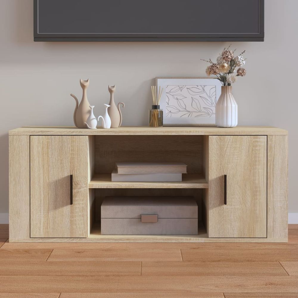 vidaXL TV Cabinet White 100x35x40 cm Engineered Wood V0671393182