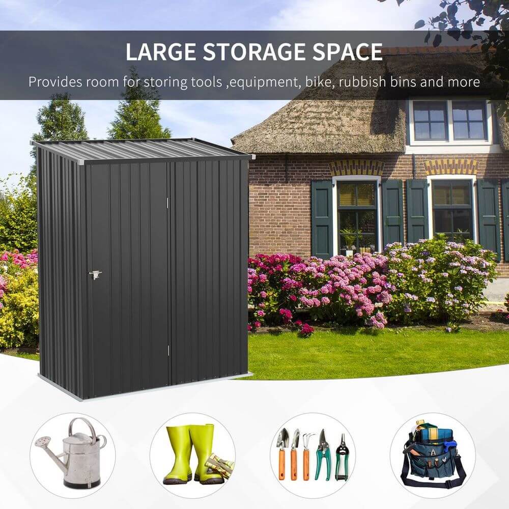 Outdoor Storage Shed Steel Garden Shed w/ Lockable Door for Backyard Patio Lawn S0671114958