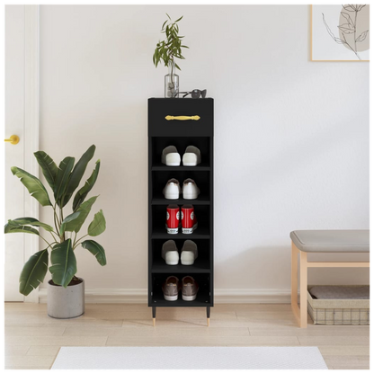 vidaXL Shoe Cabinet Black 30x35x105 cm Engineered Wood S0671357707