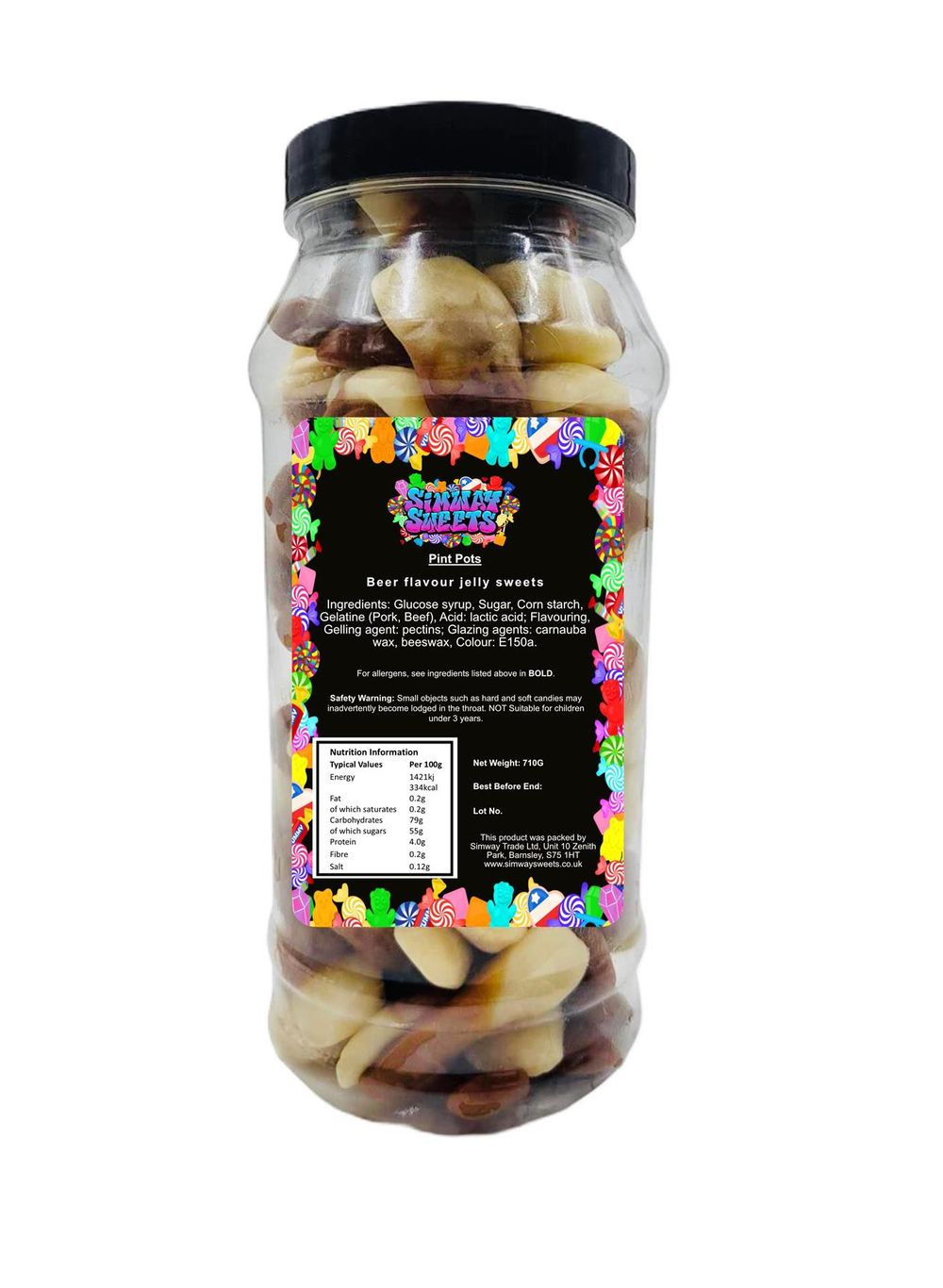 Pint Pots Retro Jelly Beer Flavoured Gummy Sweets Gift Jar